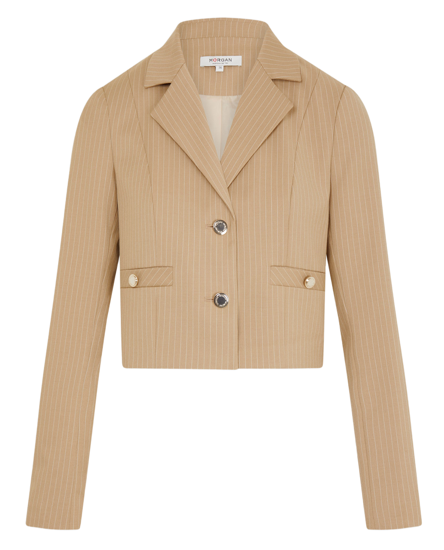 VYURI.F - Veste courte col tailleur rayée | Beige