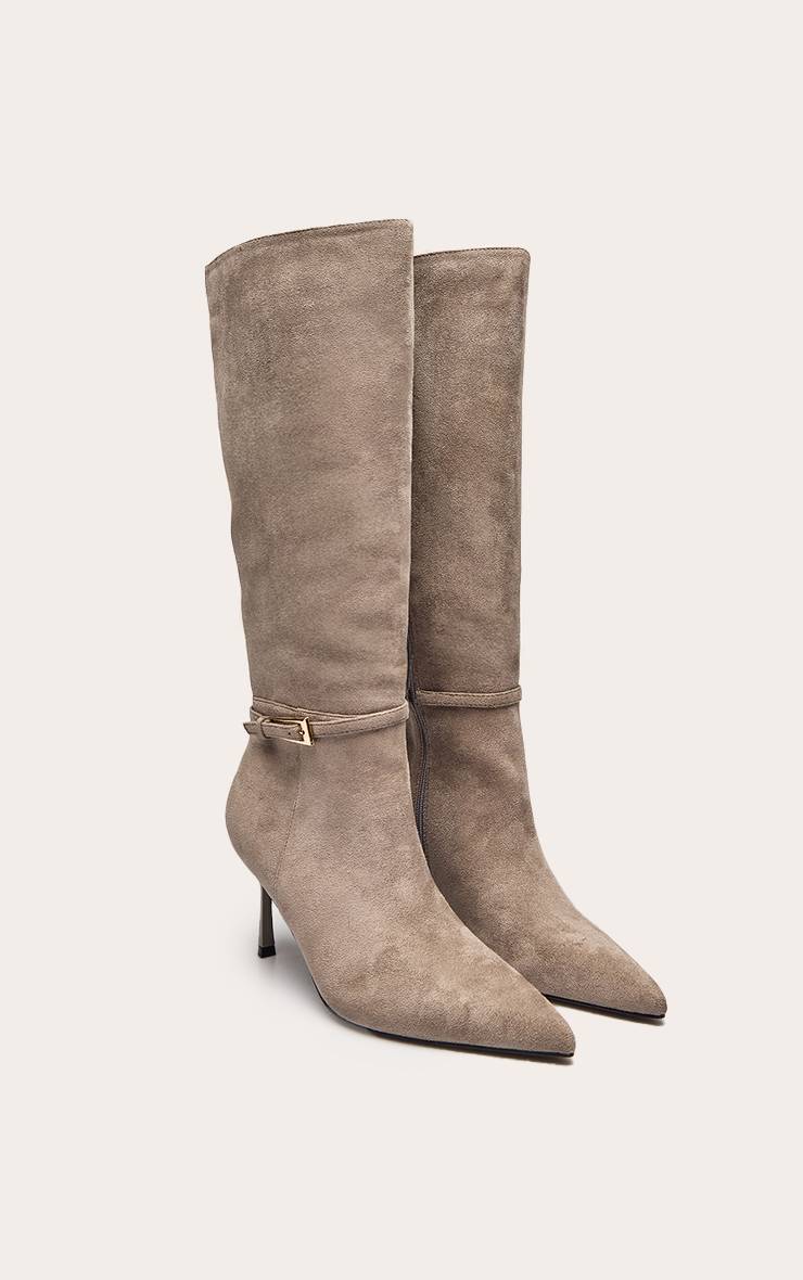 Champignon Botte À Talon Aiguille Montante Au Genou Avec Boucle