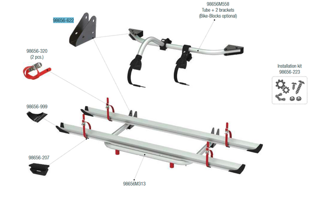Fiamma Wandhalter passend für Carry Bike Garage Standard - Fiamma Ersatzteilnummer 98656-622