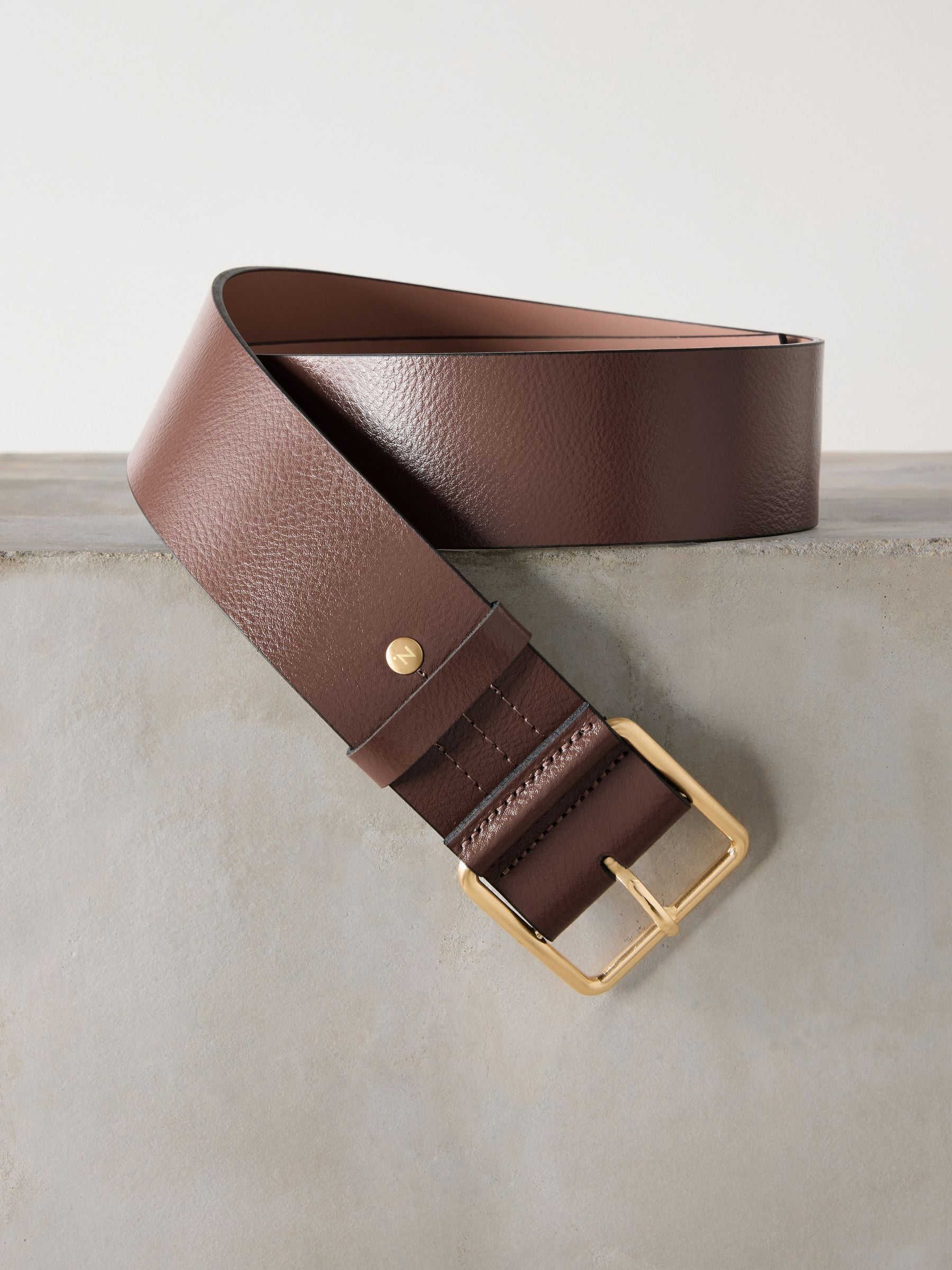 Mokkabruin - N. Premium brede leren riem, Made in Italy