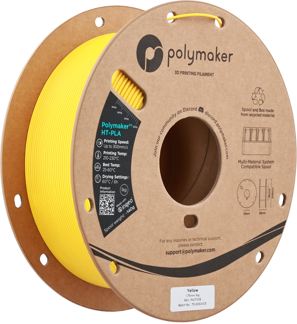 Polymaker  HT-PLA Yellow, 1,75 mm / 1000 g    Hochleistungs-PLA für hitzestabile 3D Druckanwendungen in Yellow