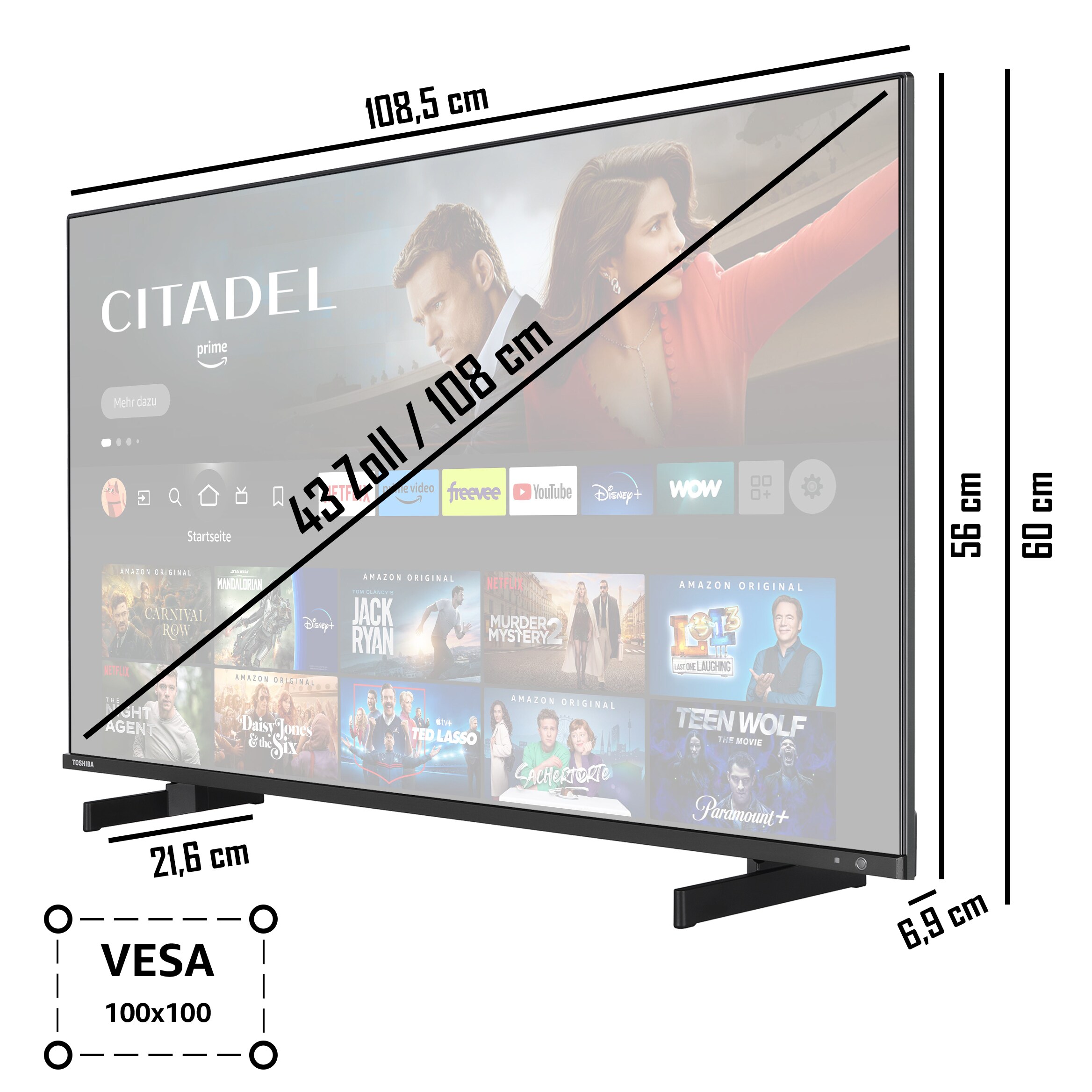 Toshiba 43QF5D63DA 43 Zoll QLED Fernseher/Fire TV