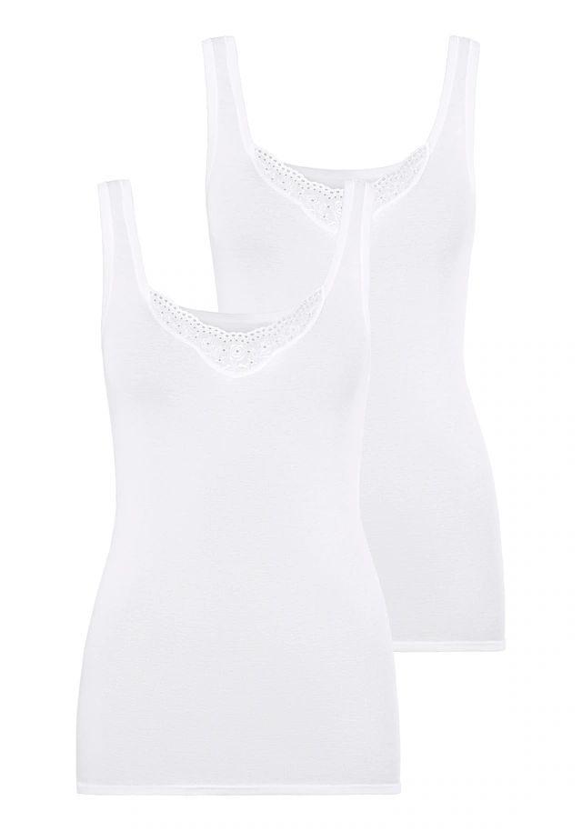 Schiesser Unterhemd »Cotton Essentials«, mit zwei unterschiedlichen Batist-Stickerei-Motiven
