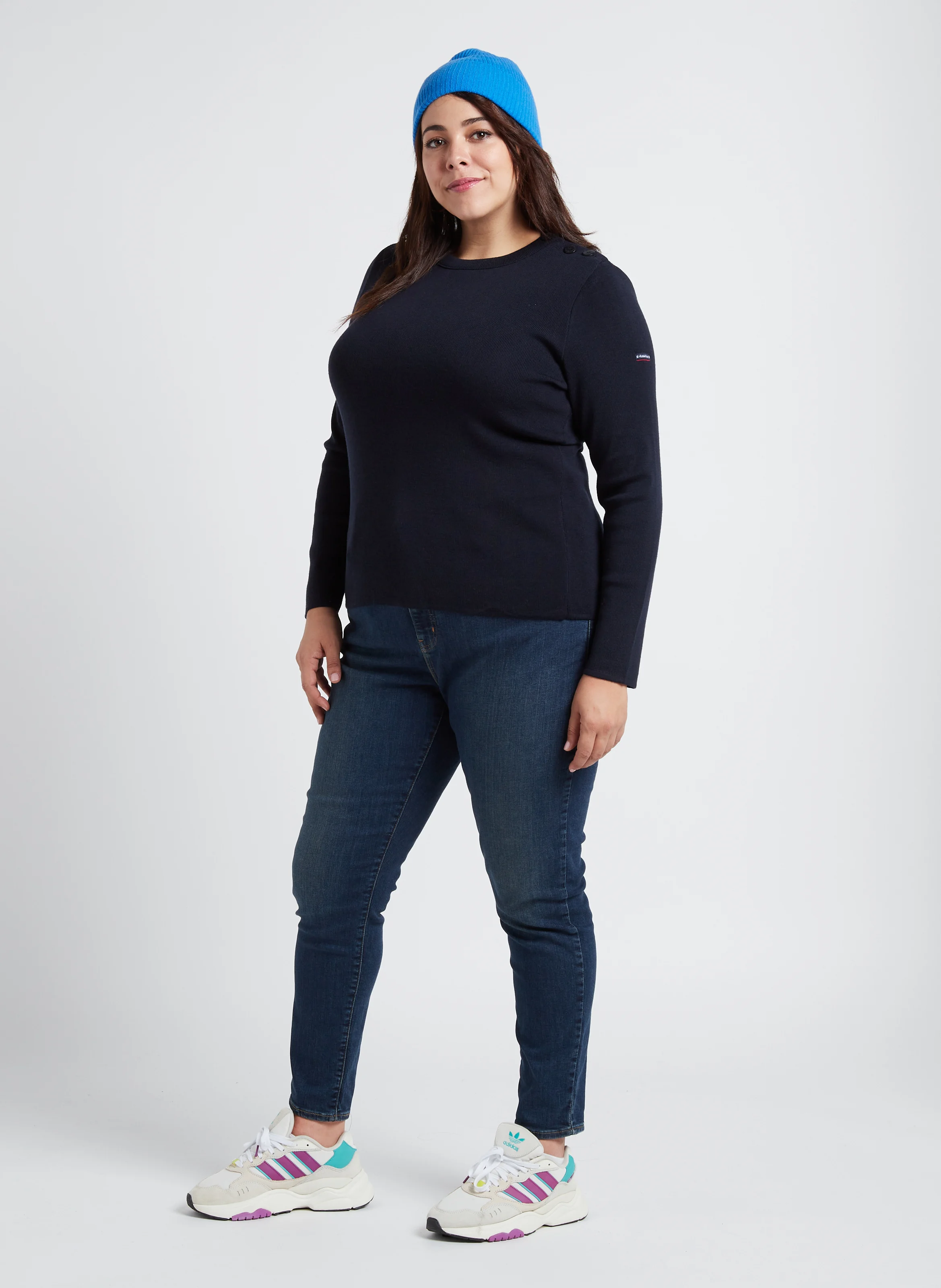 BRIAC - Pull col rond rayé en laine | Bleu