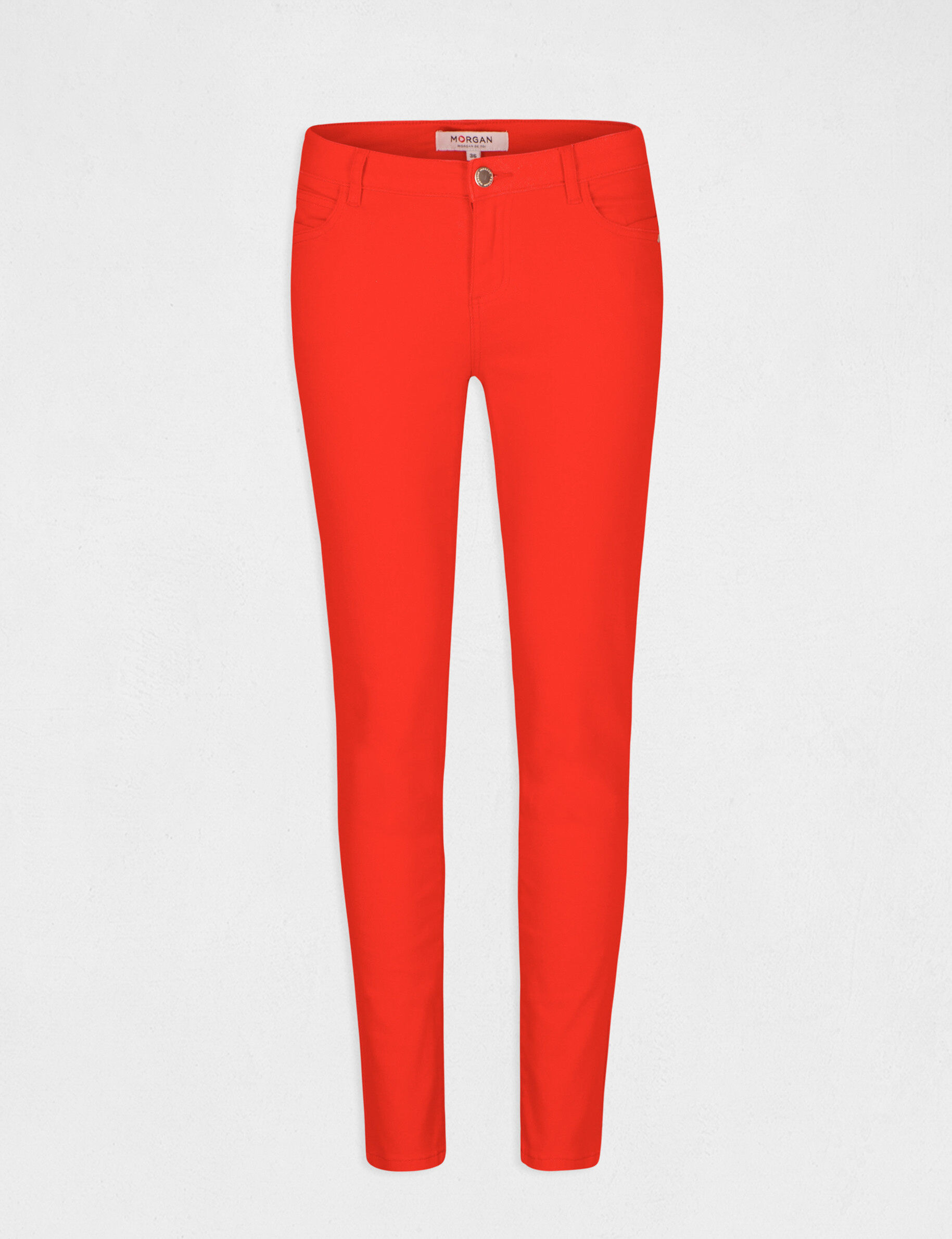 Jeans skinny taille basse orange femme - orange