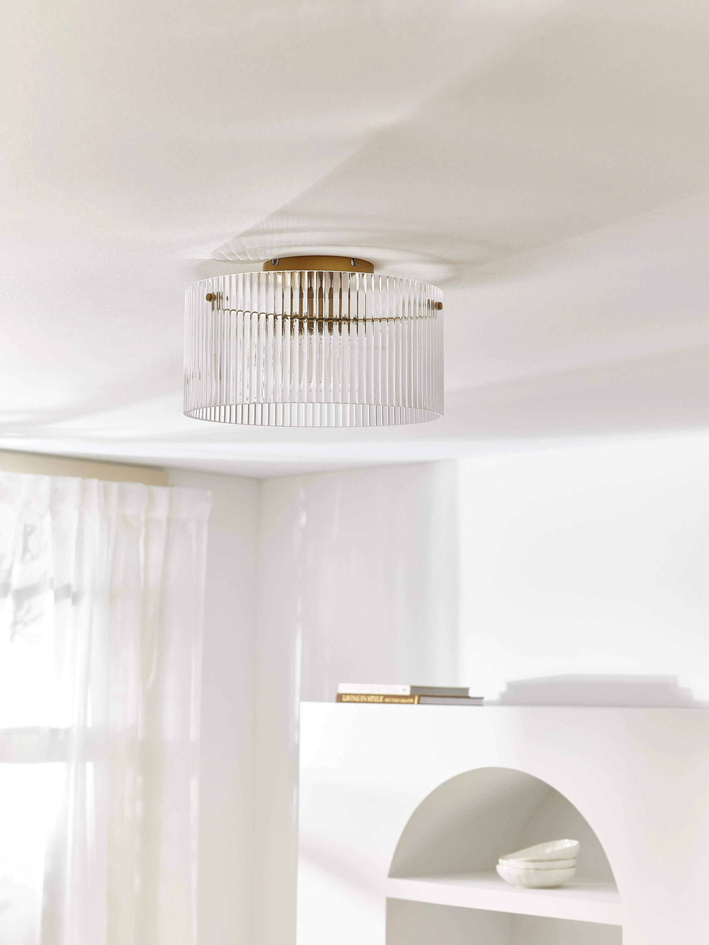 Plafondlamp Emmi van geribbeld glas