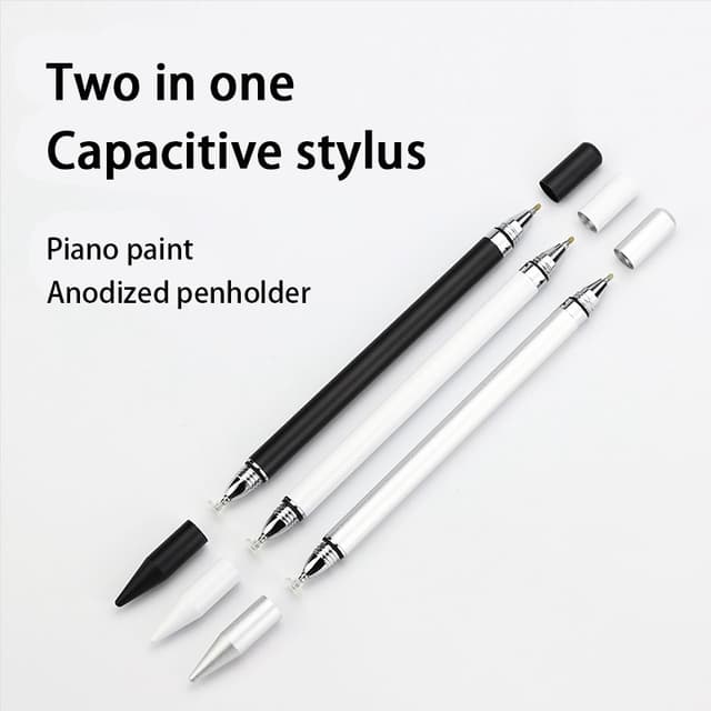 2 i 1 Stylus pen med skrivefunktion Hvid 1-pak