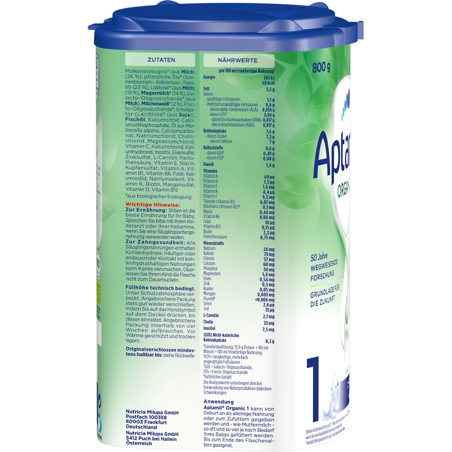 Aptamil Anfangsmilch 1 Organic 6x 800g von Geburt an
