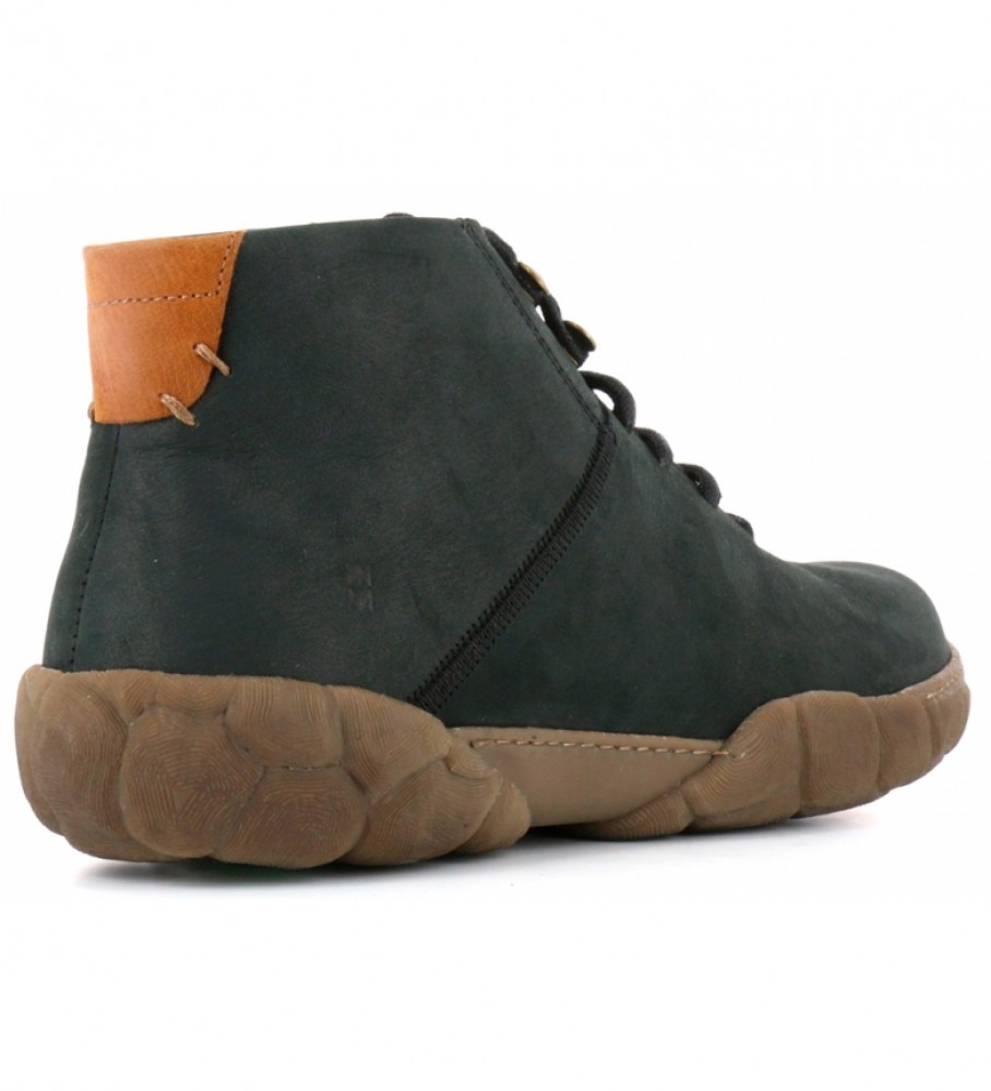 Botas de cano curto em couro preto Naturalist Pleasant N5083