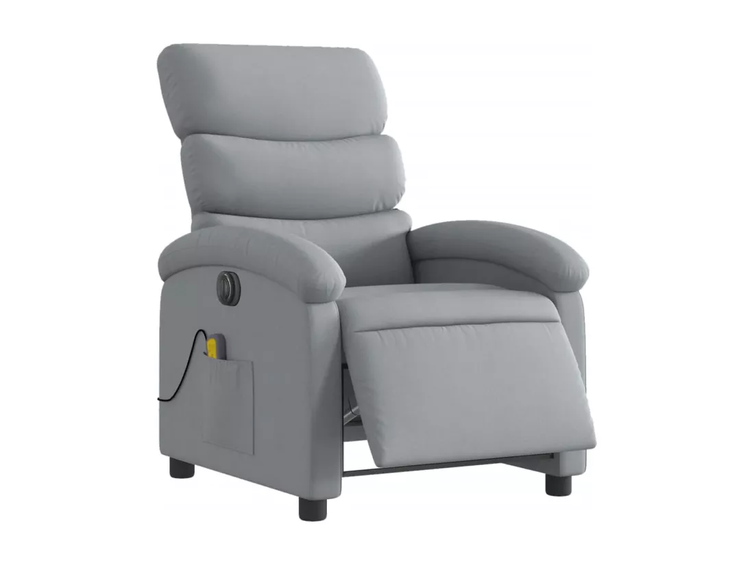 Fauteuil massant inclinable électrique gris clair tissu