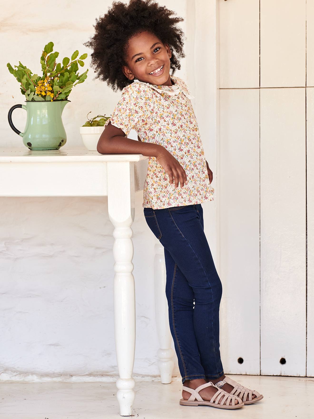 Calça legging jeans sem lavagem para meninas, lavagem cinza média
