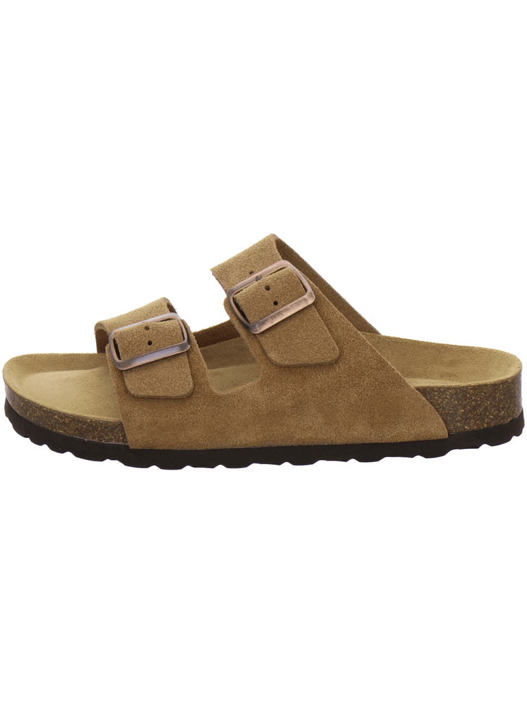 Pantoletten Damen Zweischnaller cognac Velour