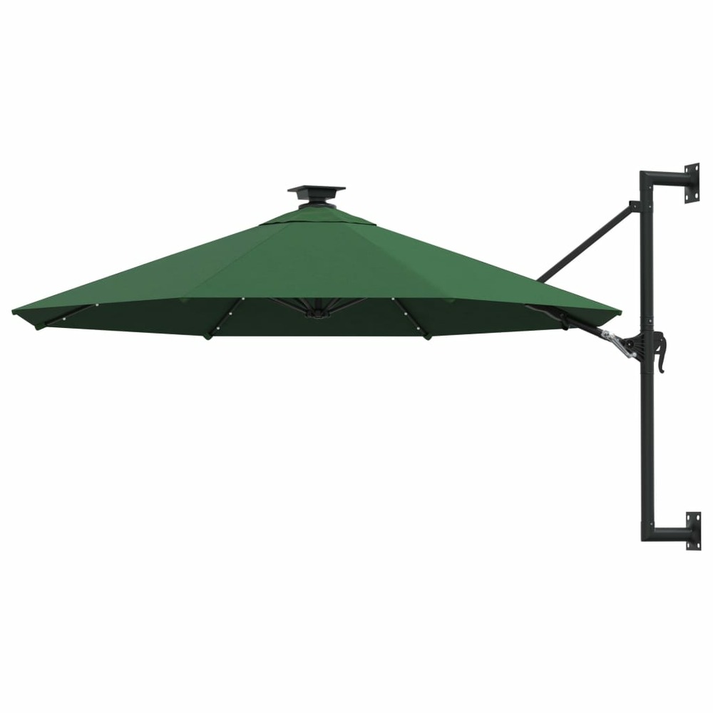 Parasol mural avec mât métallique et led 300 cm vert