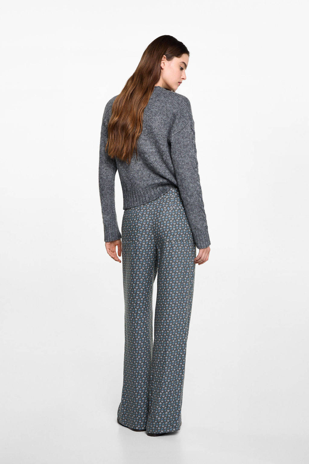 MANGO TEEN wide leg casual broek antraciet