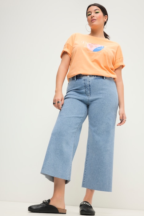 Culotte-Jeans, Wide Legs, cutted Saum