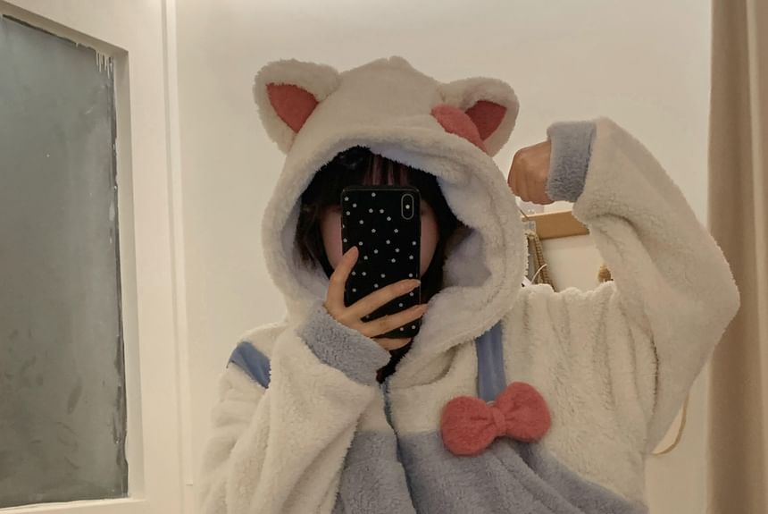 GOUB - Kattenoren pyjama onesie met capuchon en rits