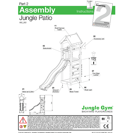 Jungle Gym Patio legetårn komplet inkl. klatremodul og grøn rutsjebane