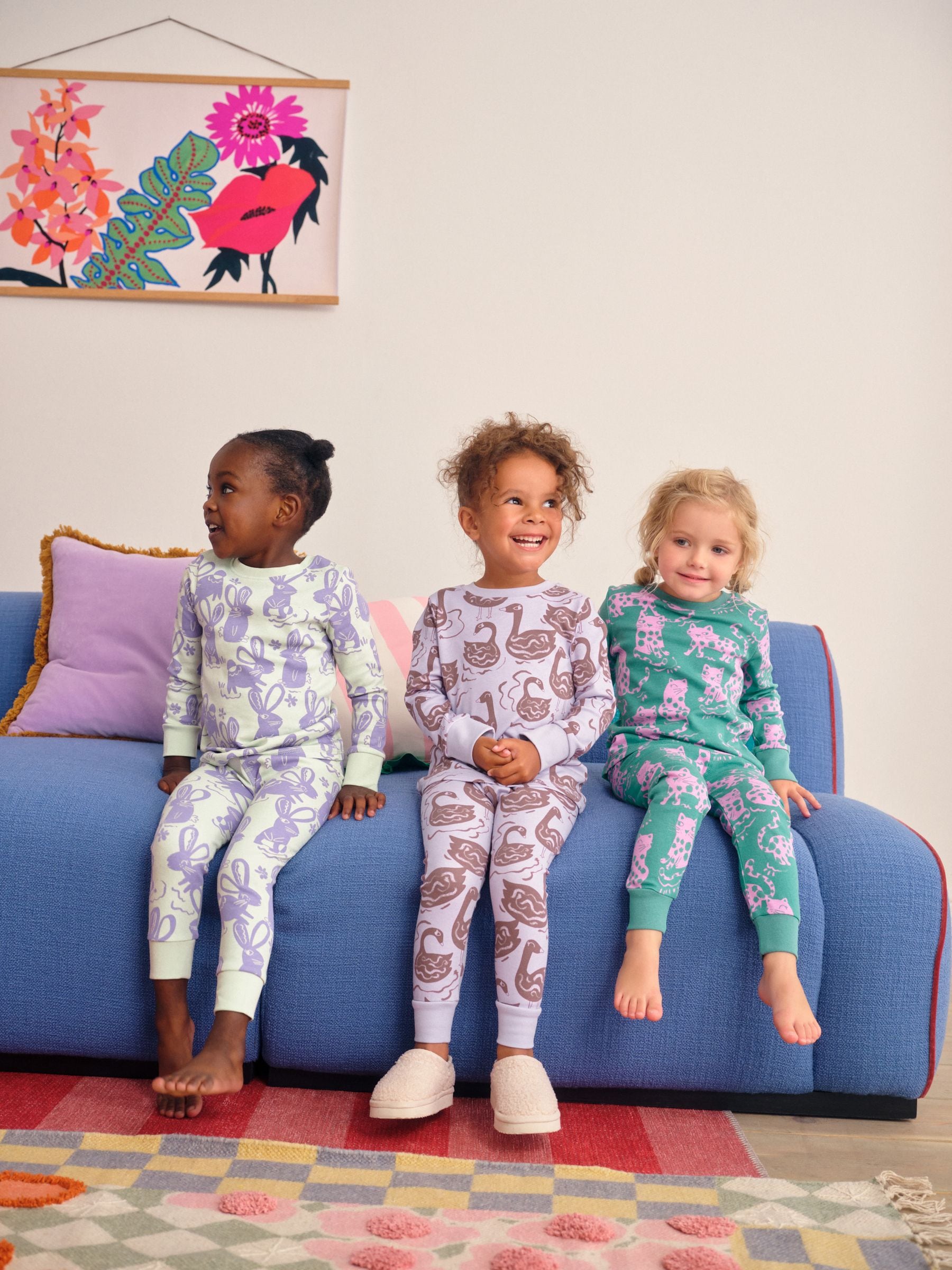 Paars/groen Stampy-personage - Set van 3 zachte pyjama's (9 mnd-12 jr)