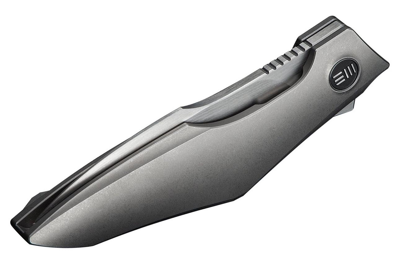 WE Knife Krait Snake WE24084-2 Hand Rubbed Satin Böhler M390, Gray Titanium, Flamed Hardware, zakmes, Tashi Bharucha design