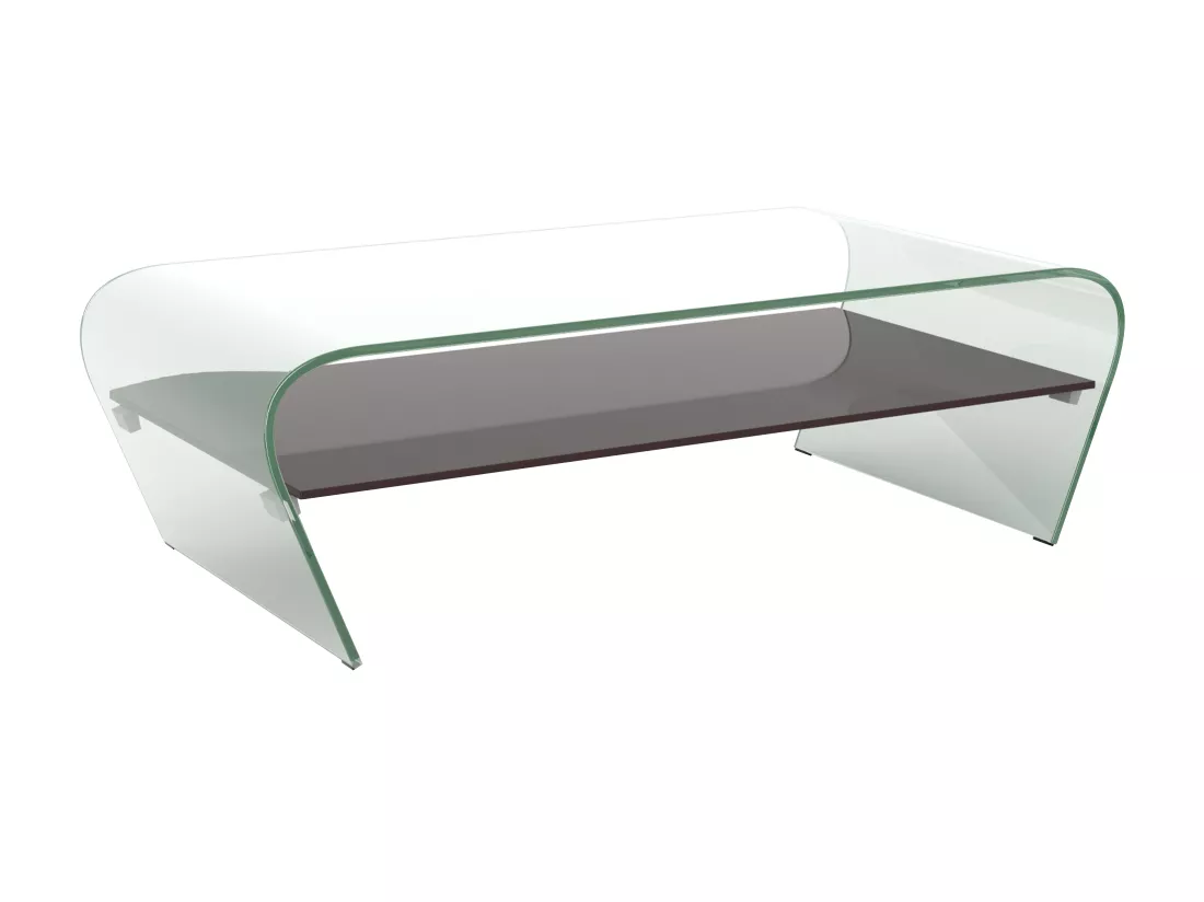 Table basse - Verre trempé - Tablette noire laquée - KELLY