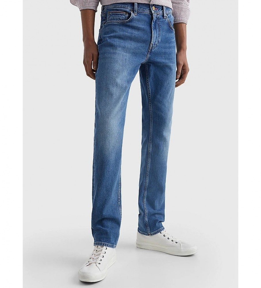 Calça jeans Tommy Hilfiger reta Denton Str Boston em denim