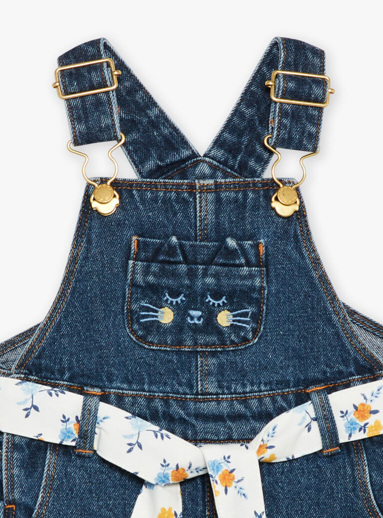 Salopette courte bleue en jean