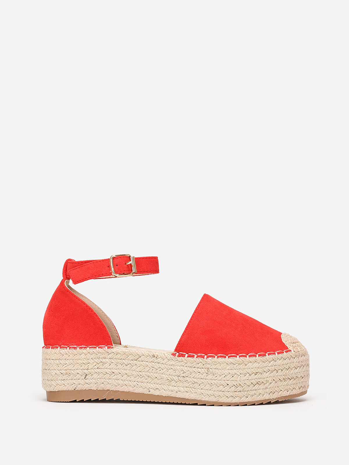 Espadrilles ou à plateforme en suédine- Rouge