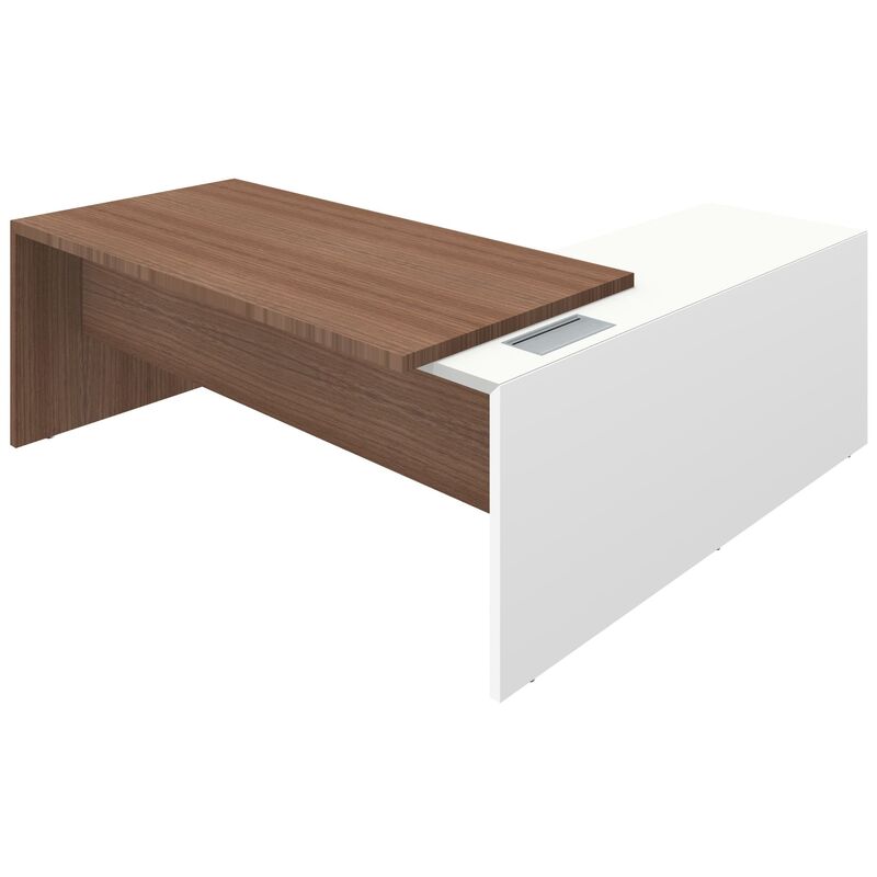 Eckschreibtisch mit Container X-Time 45, links, 200 x 194 cm, Dekor Nussbaum