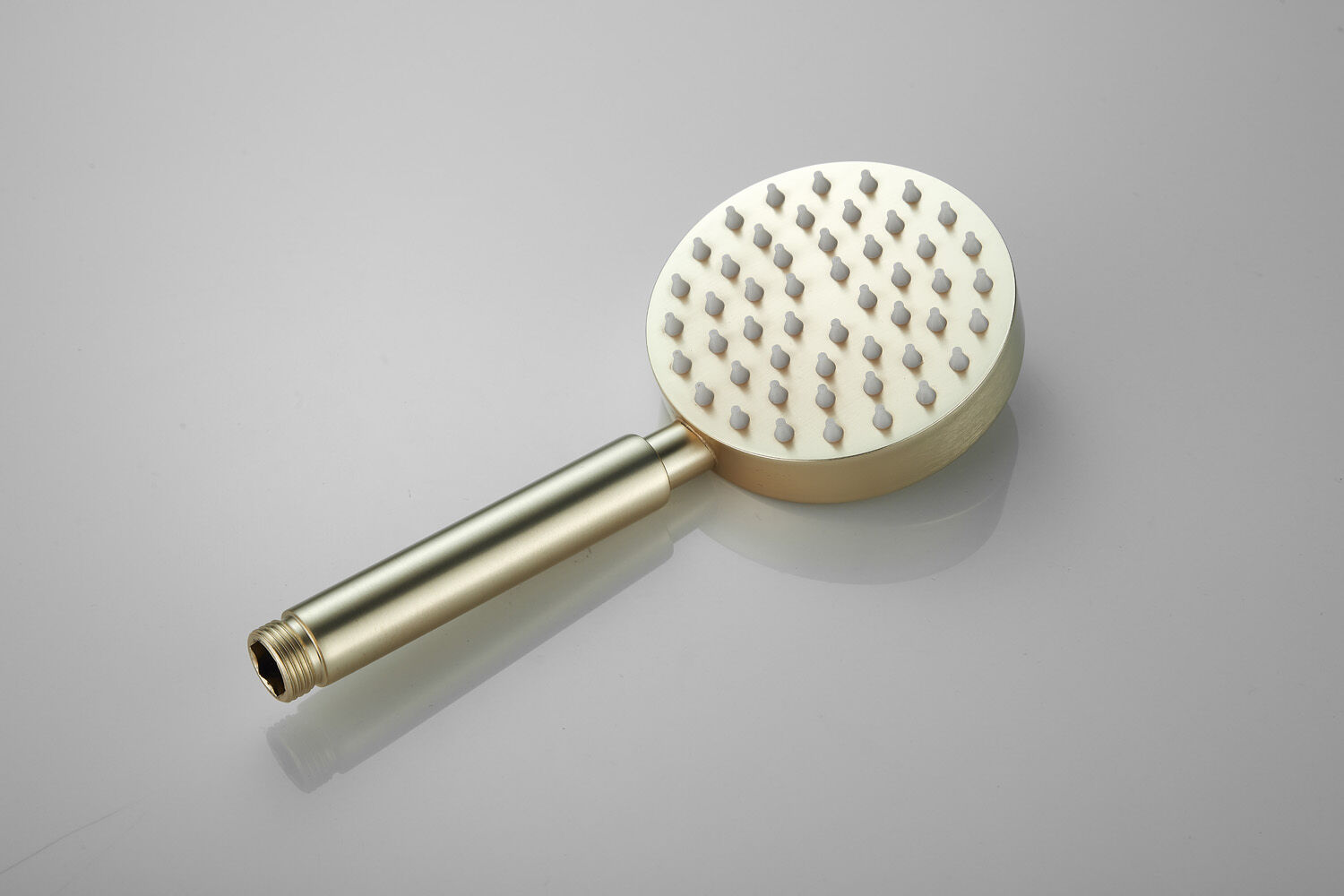 Saniclear Brass Curved doucheset geborsteld messing / mat goud met thermostatische kraan, handdouche en glijstang