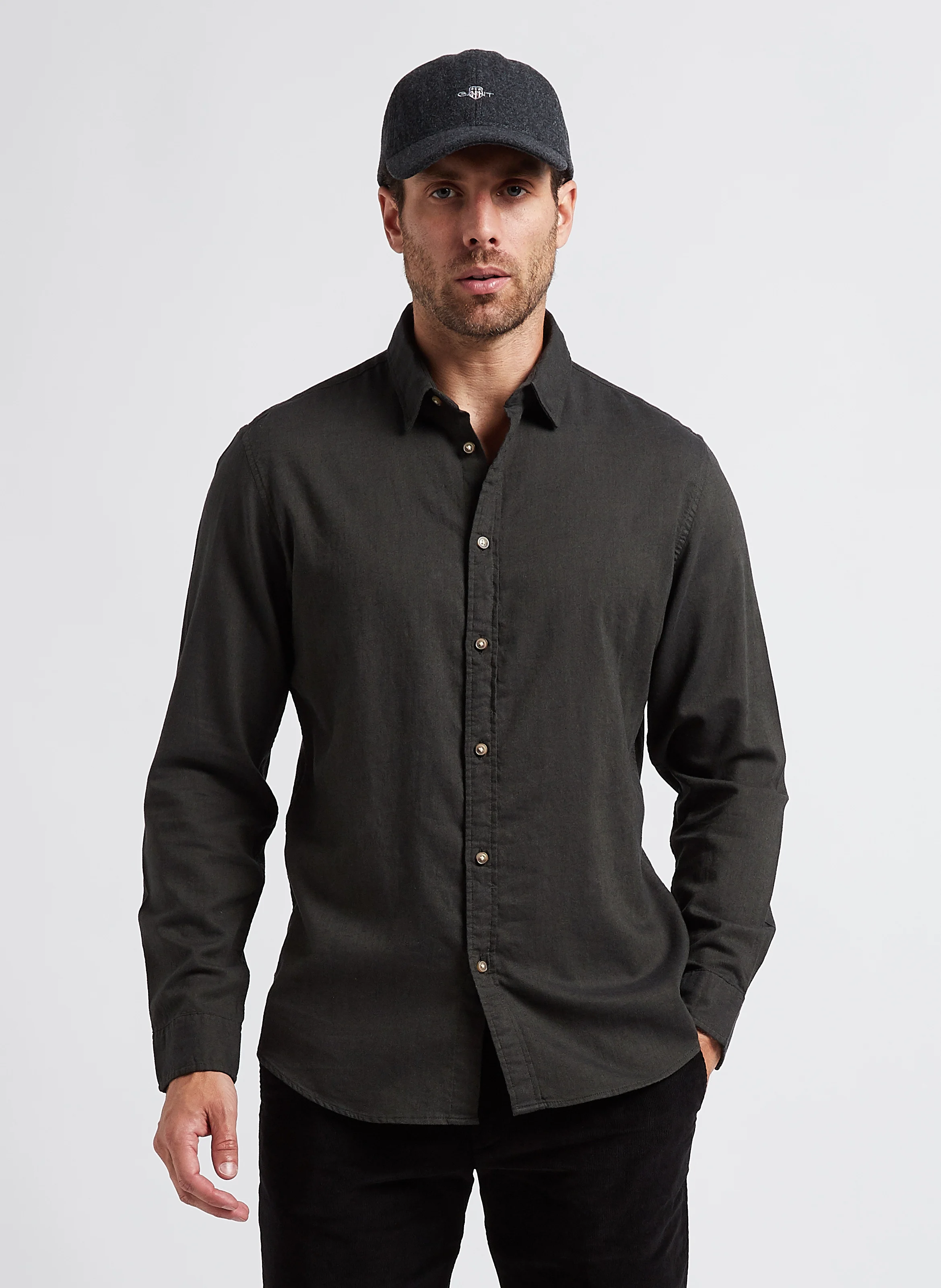 Chemise droit col classique en coton | Vert