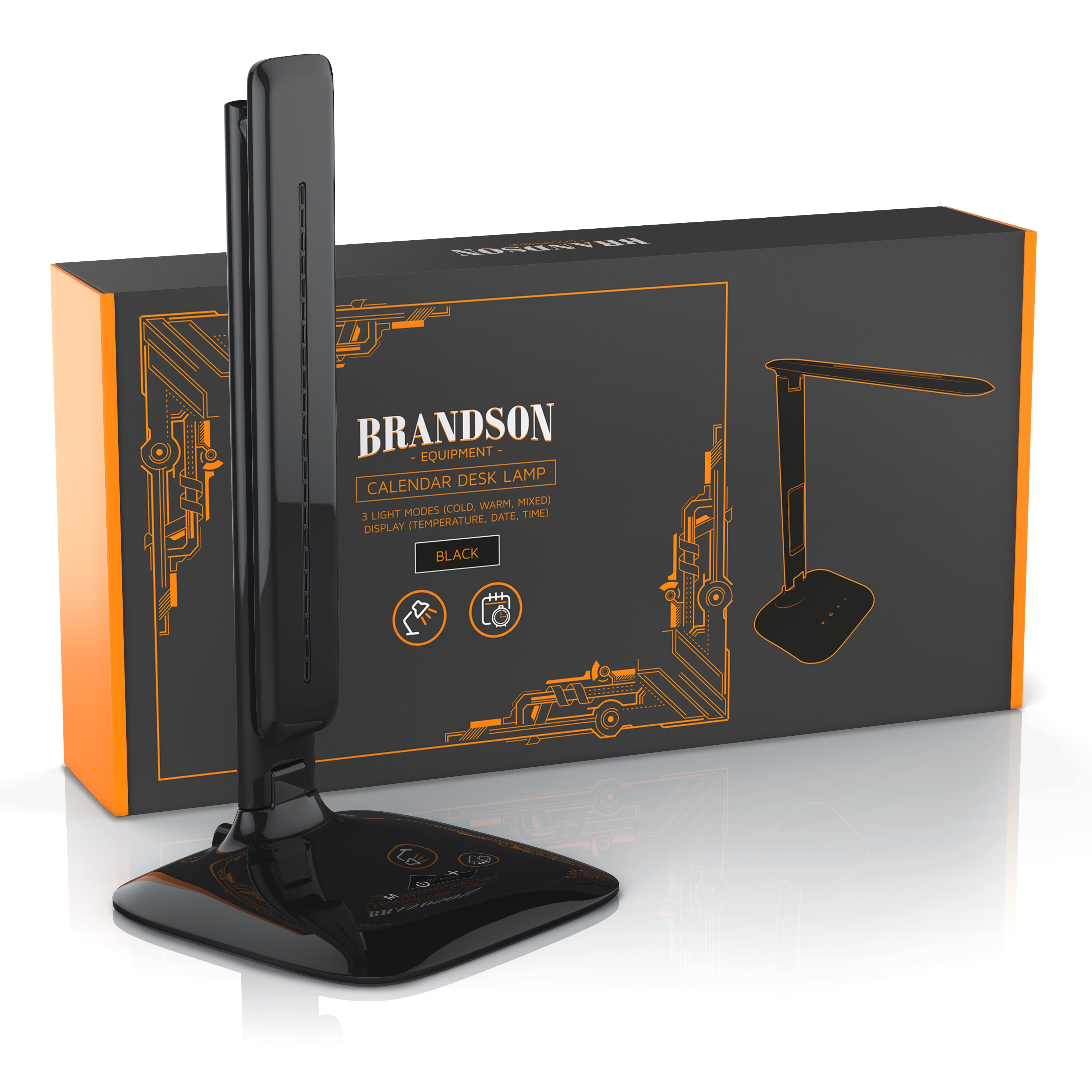 Brandson Schreibtischlampe, LED, Dimmbar, Farbwechsel, Temperatur-, Alarm- & Kalenderfunktion, Tischlampe