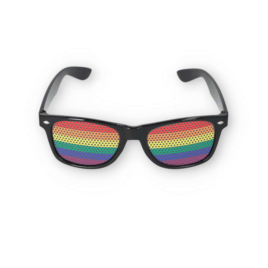 Regenbogen Rasterbrille Motto Party Accessoire Bunte Lochbrille