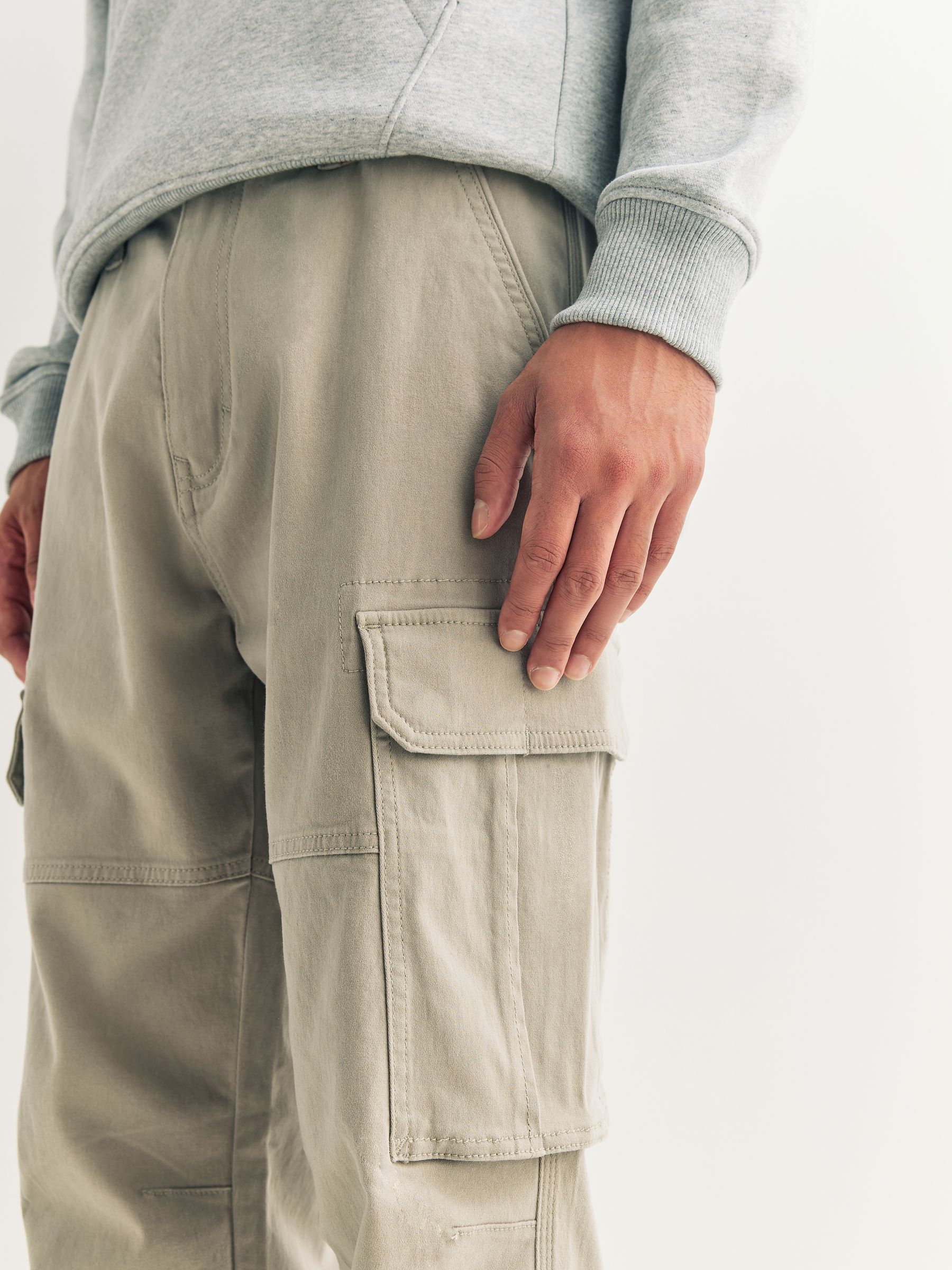 Pastelgeel - Straight fit - Katoenen cargostretchbroek