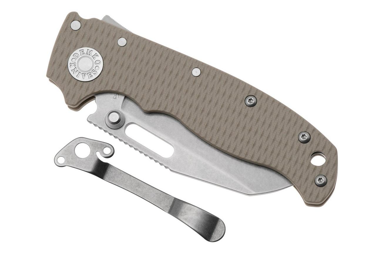 Demko Knives AD20.5 Shark-Lock CPM 3V Shark Foot AD205-3V-SFCT Coyote G10, zakmes