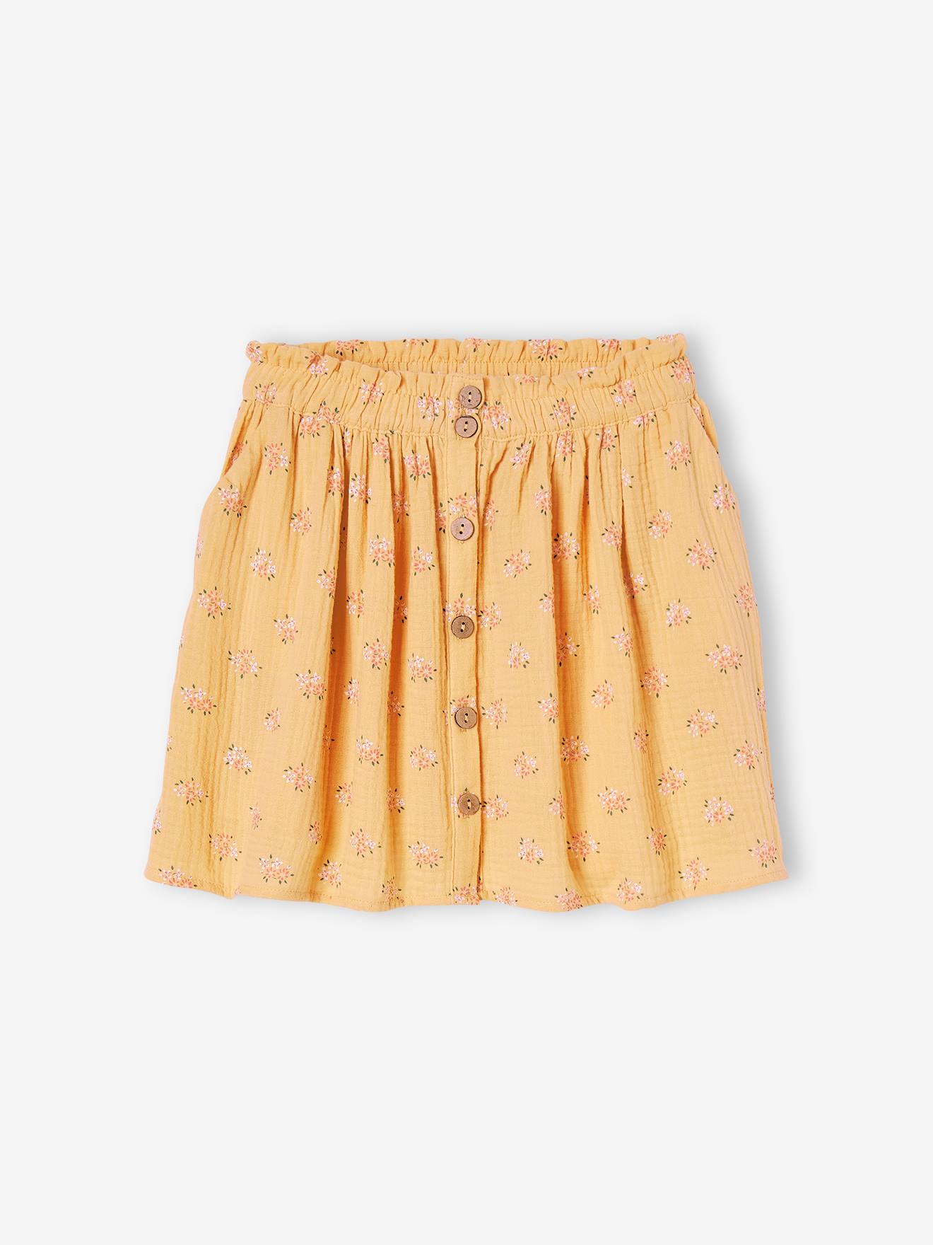 Saia de chiffon de algodão coral para meninas