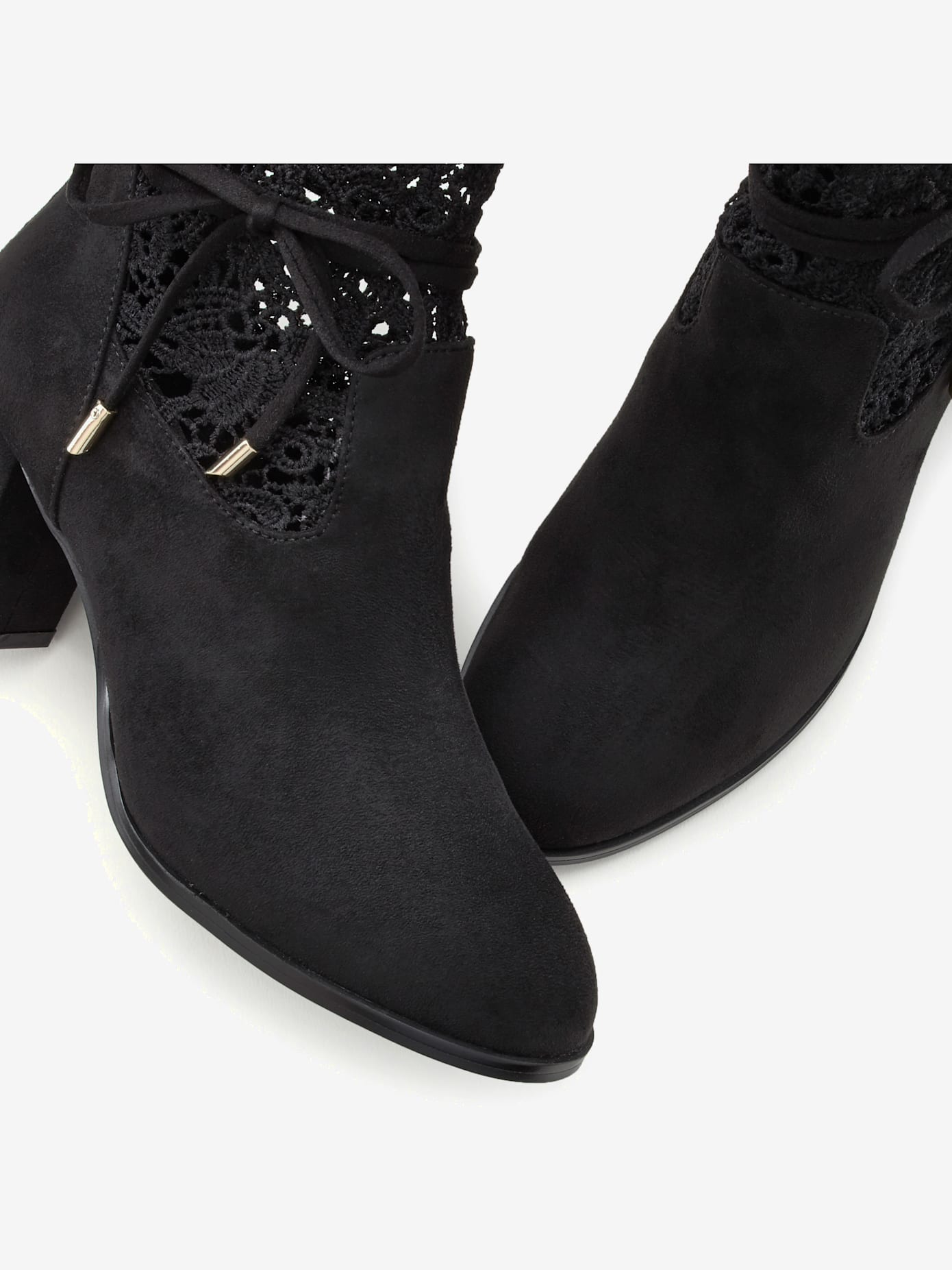 Bottines à talon haut superbe empiècement en dentelle féminin