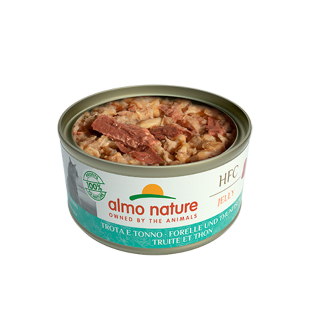 24x Almo Nature HFC Jelly Kattenvoer Nat Forel & Tonijn70 gr