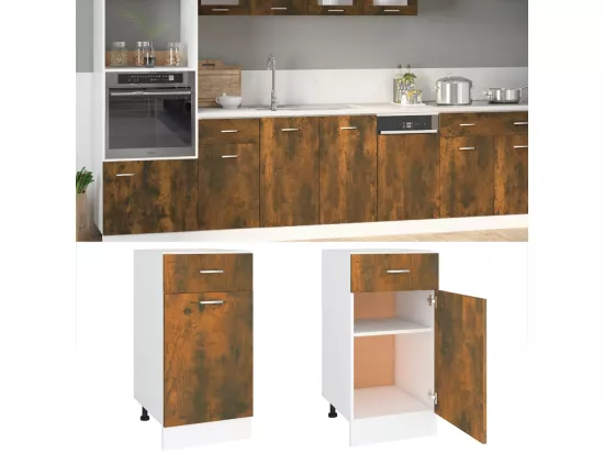 Armoire de plancher à tiroir Chêne fumé 40x46x81,5 cm Bois
