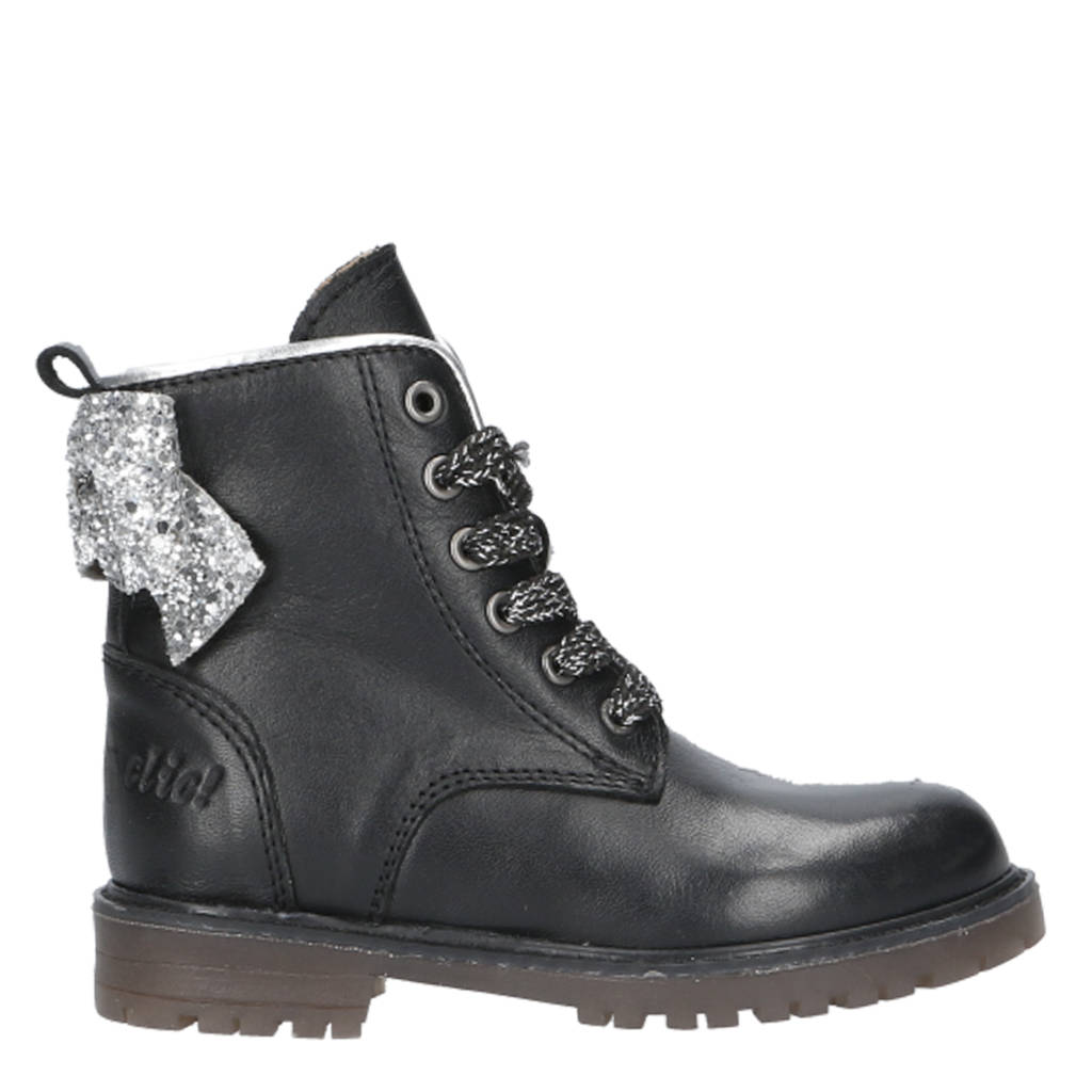 Clic! leren veterboots zwart