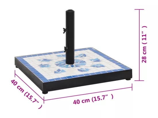 Base de parasol bleu et blanc carré 12 kg