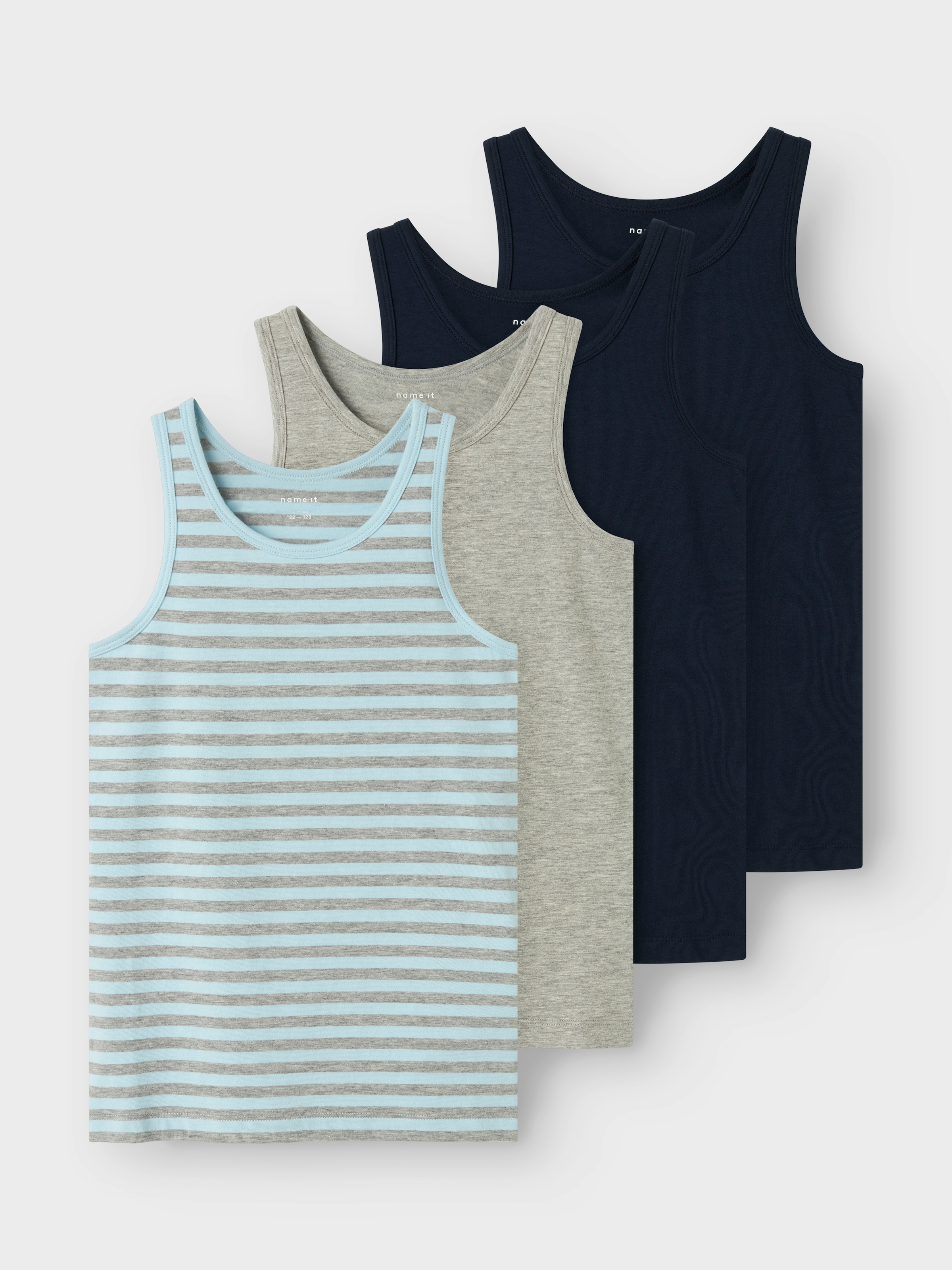 Name It Unterhemd »NKMTANK für Jungen mit Streifen im 4er-Pack«, 4 Stk. gestreift, casual, regular fit, Baumwollmischung, Rundhals