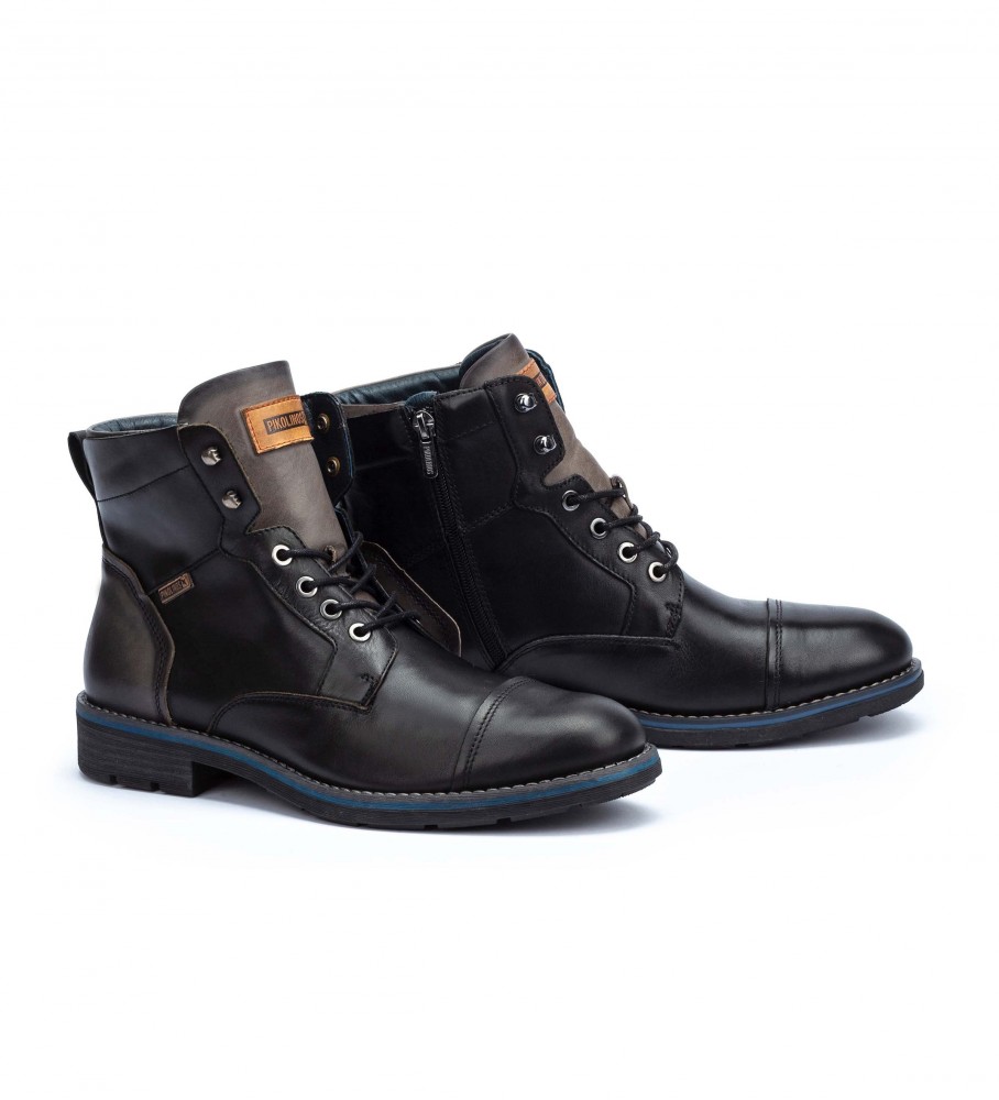 Botas de tornozelo Pikolinos York M2M-8170 em couro preto
