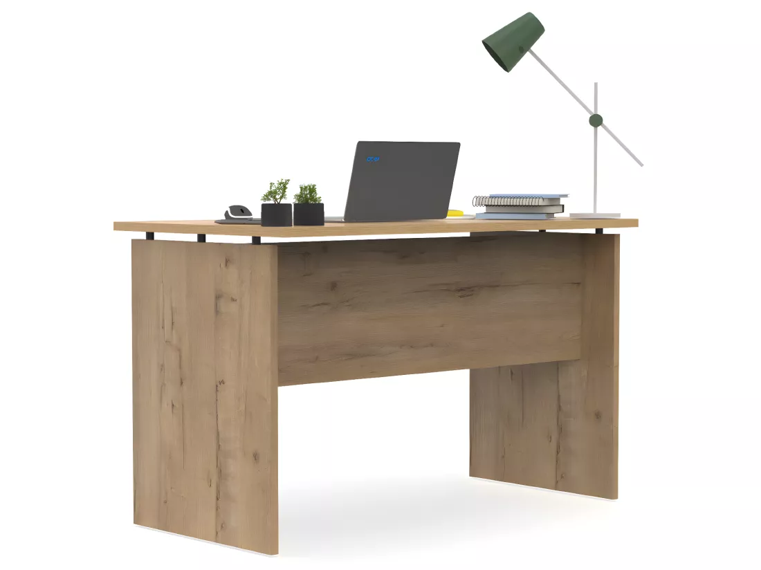 Table de bureau, meuble du bureau coloris chêne doré - L. 120 x L. 68 x H. 76 cm