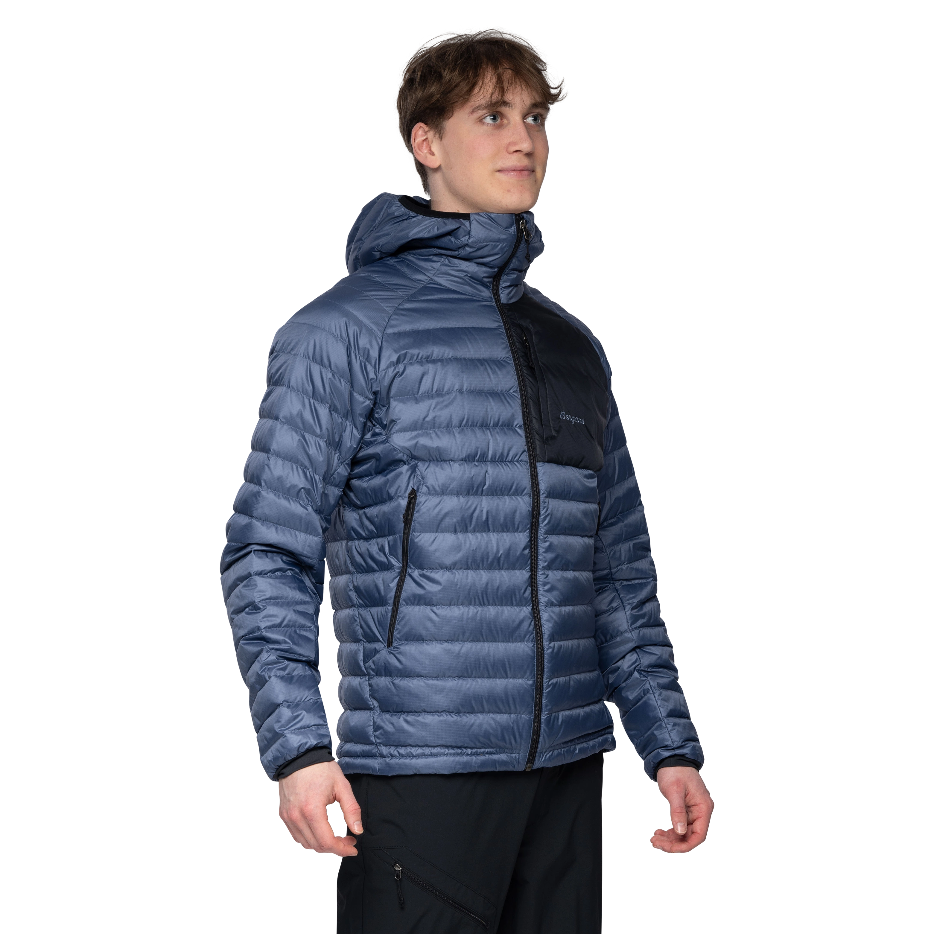 Vaagaa Light Down Jacket Hood Men Granite Blue / Black