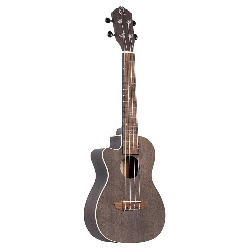 Ortega RUCOAL-CE-L Earth Series Concert Size Ukulele Coal Black linkshandige elektrisch-akoestische concert ukelele