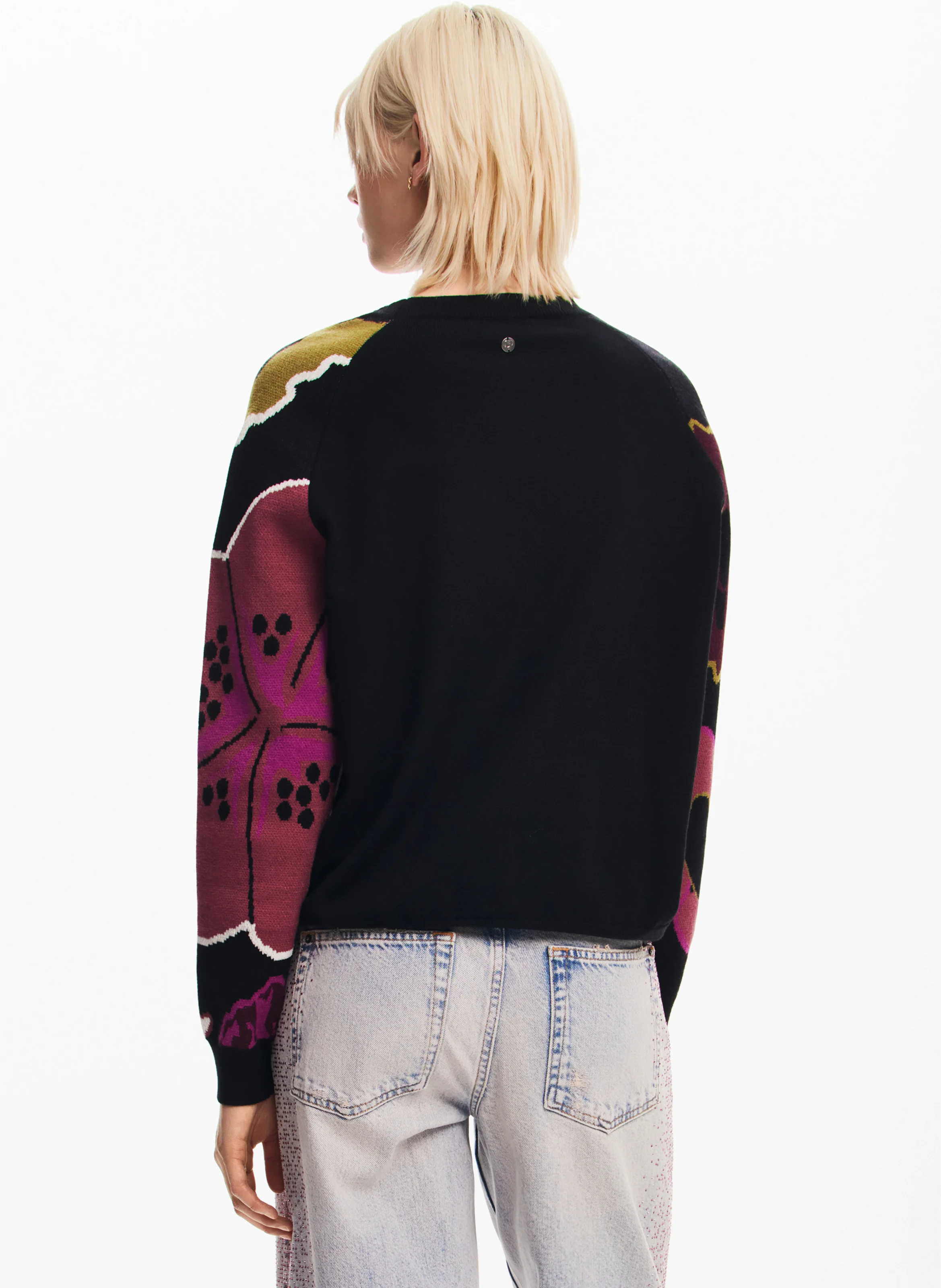Pull col rond imprimé | Noir