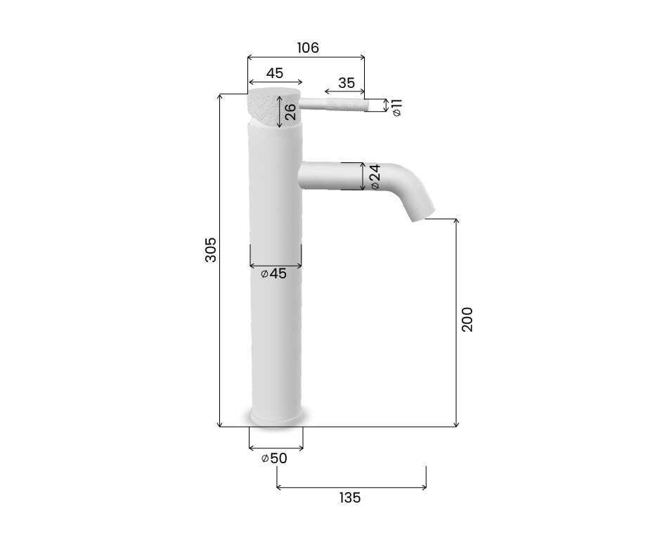 Saniclear Plus Curved hoge wastafelkraan zwart mat