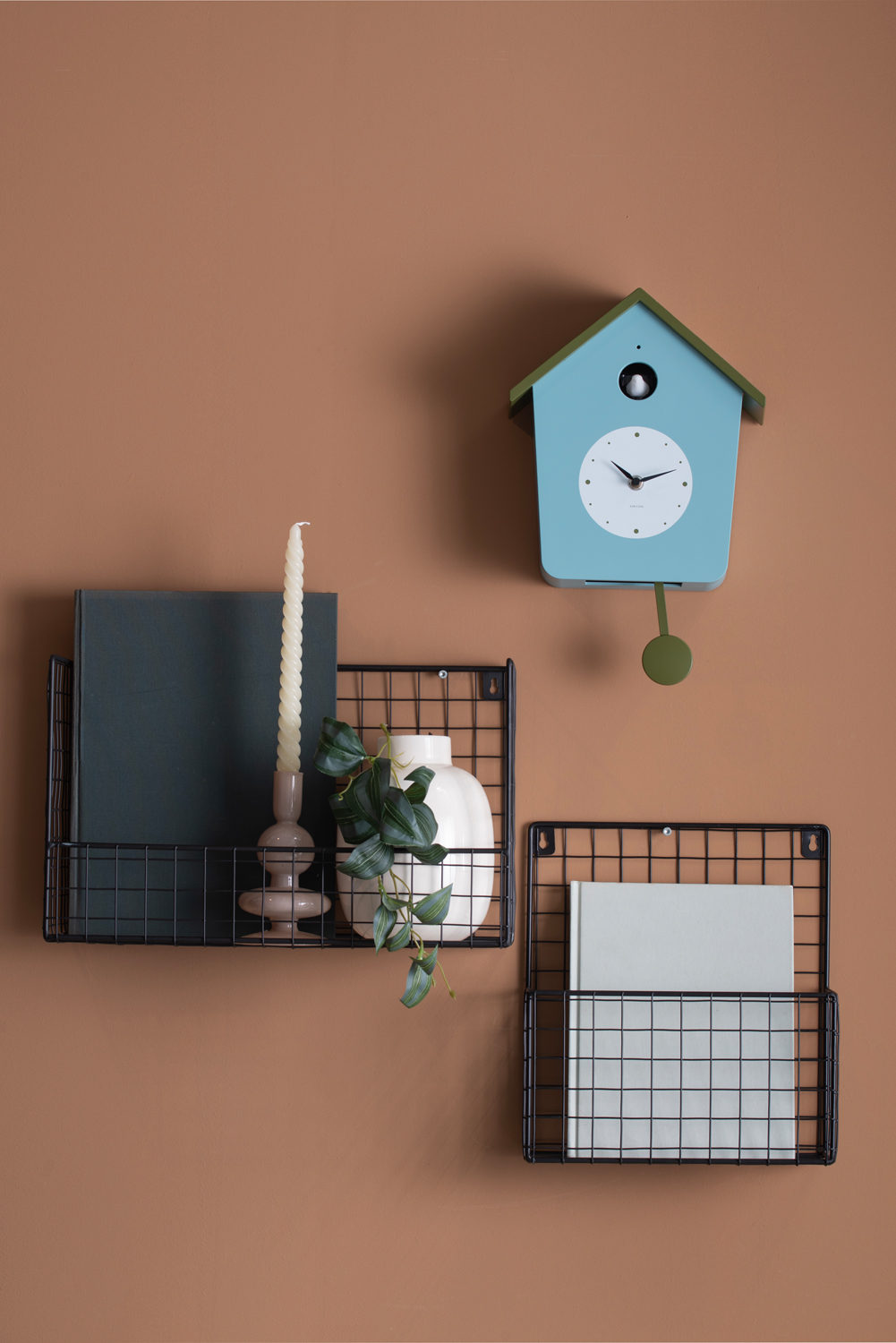 Wandklok Cuckoo Light - Zachtbruin & rode oker