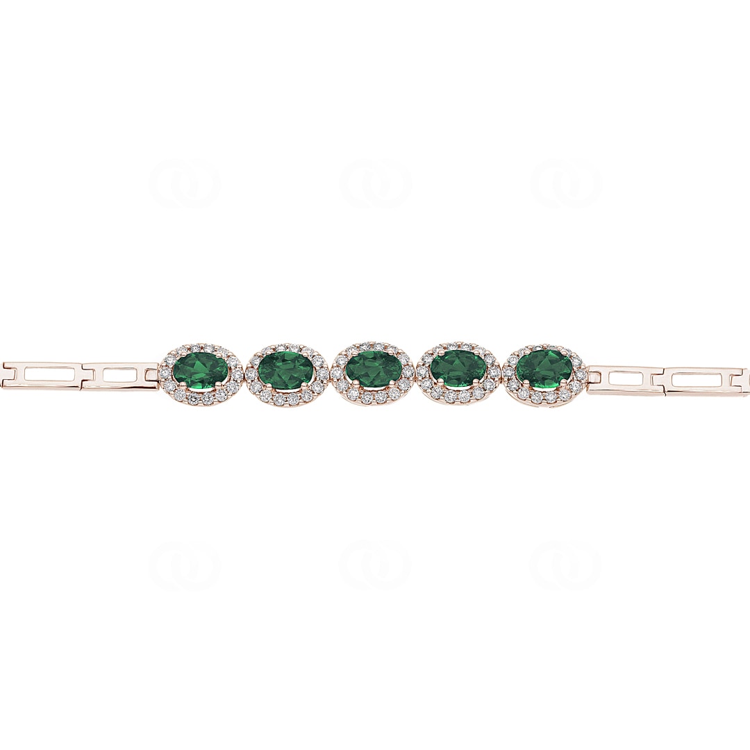 Smaragd Armband 750/18 K Roségold mit Diamanten 0.67 ct H/si