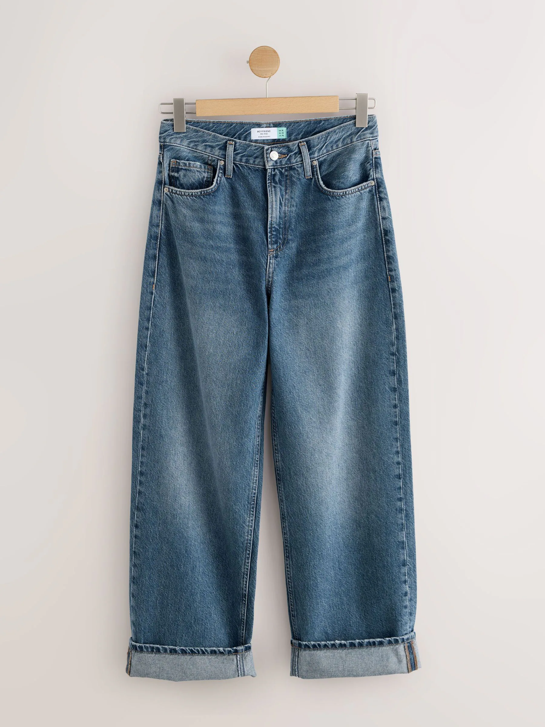 Normaal blauw - Boyfriend-jeans met omslag